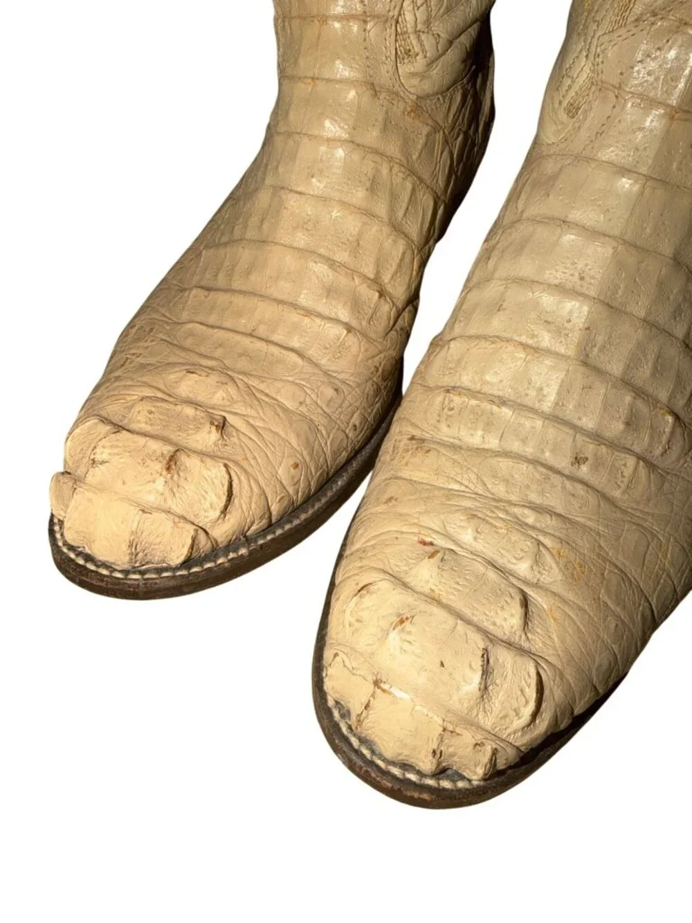 Corral Mens 10.5 EE Genuine Caiman Crocodile Leather Western Cowboy Boots Bone